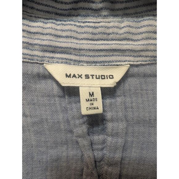 Max Studio Women's Blue White Striped 3/4 Roll Sleeves Mini Dress Size M - Picture 5 of 11